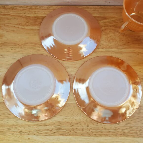 Fire King Peach Luster Tea Cup And Saucer Set Of 3 MCM 1950s VTG Made In USA - Picture 4 of 16